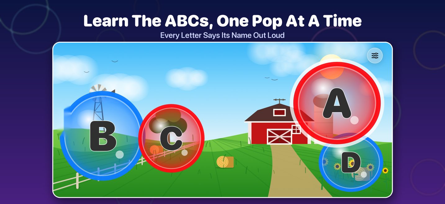 Learn The ABCs Toddler Alphabet Game — Bubbles Say Each Letter