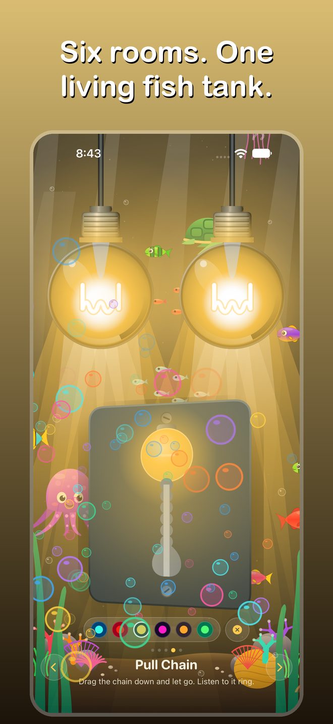 The Pull Chain Light Switch In The Workshop Room, With Fish, A Turtle And Coral