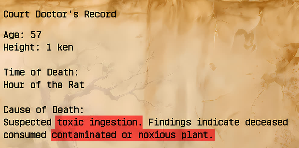 Cause Of Death Clue: Court Doctor's Record